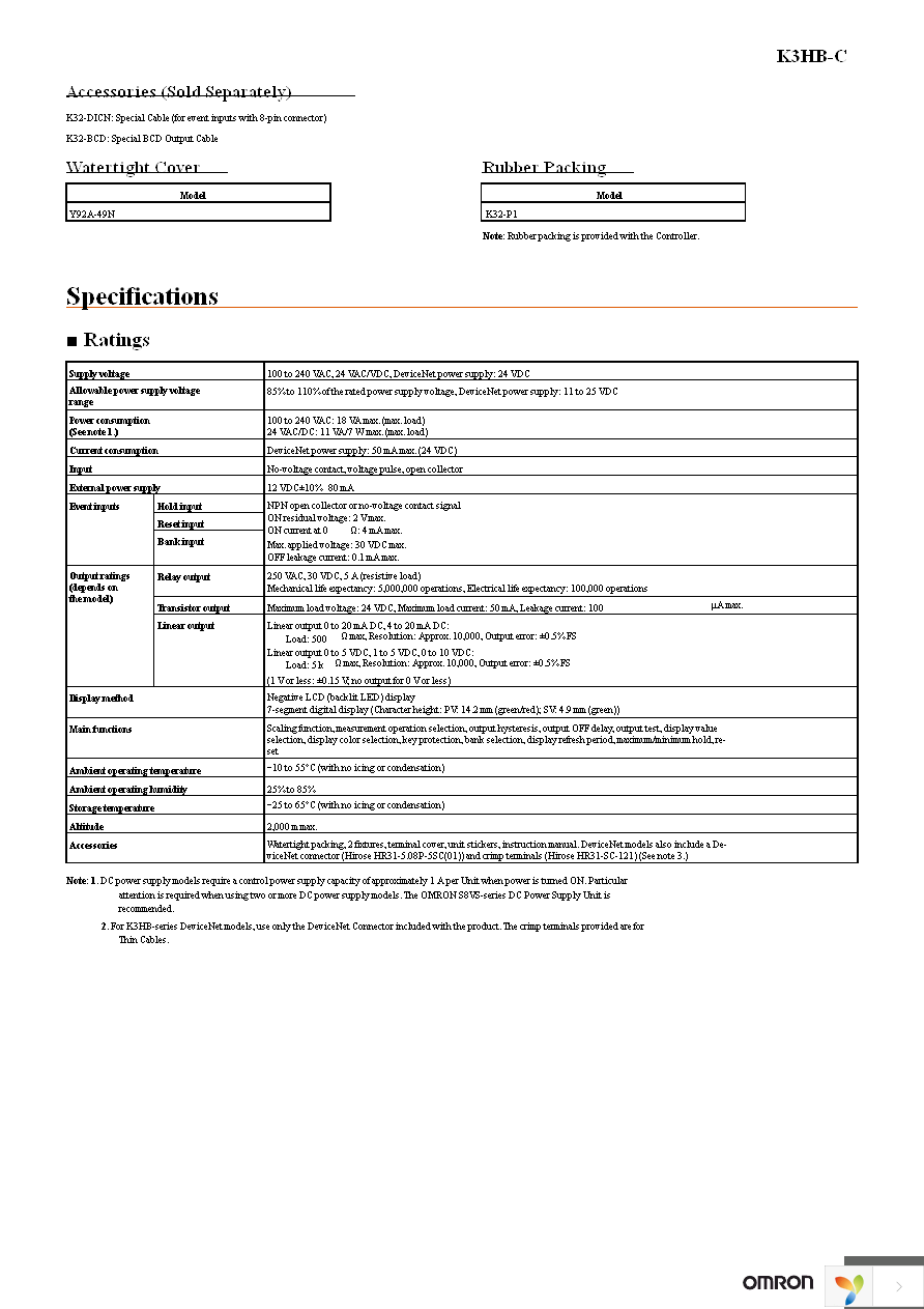 K3HB-CNB 100-240VAC Page 2